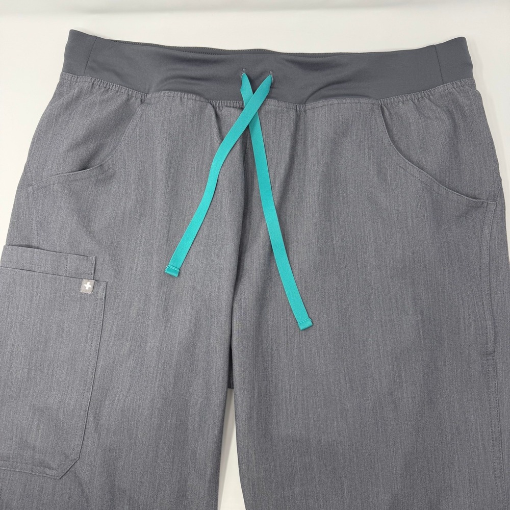 Figs Kade Cargo Scrub Pants Graphite Grey Yoga Waistband Large T21004